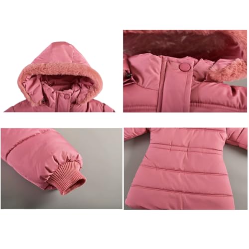Girls Winter Coats Fleece Lined Warm Jacket Outdoor Windproof Hooded Down Jacket With Removable Fur Collar Hooded4