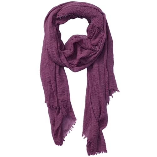 Image of Lightweight Cotton Blend Scarf for Women Men | Large,Breathable,Thin,Soft,Crinkle Scarf,Hijab Head Wrap,NeckScarf,Everyday,Travel Scarf,Summer Dress Scarves Holiday Gift