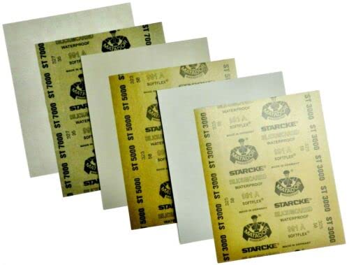6 Polishing Sanding Wet or Dry Waterproof Abrasive Sandpaper Grit 3000 5000 7000 2 Each Made in Germany