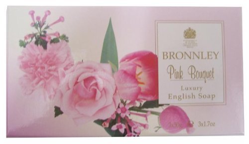 Bronnley Guest Soap Box of 3 x 50g Tablets Pink Bouquet