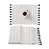 Folkulture Placemats Set of 4, 100% Cotton Ribbed Place Mats 14 x 19 Inches with Cute Tassels, Table Mats for Farmhouse Table Decorations, Modern Boho Placemats for Dining Table, Charcoal Gray