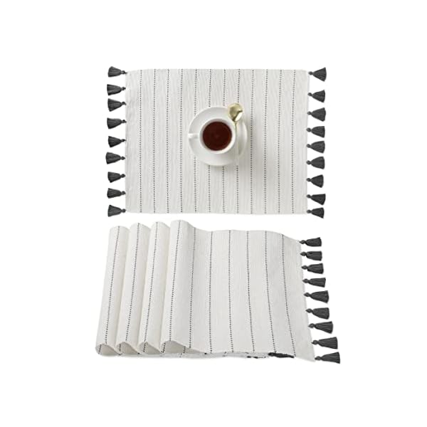 Folkulture Placemats Set of 4, 100% Cotton Ribbed Place Mats 14 x 19 Inches with Cute Tassels, Table Mats for Farmhouse Table Decorations, Modern Boho Placemats for Dining Table, Charcoal Gray Folkulture Placemats Set of 4, 100% Cotton Ribbed Place Mats 14 x 19 Inches with Cute Tassels, Table Mats for Farmhouse Table Decorations, Modern Boho Placemats for Dining Table, Charcoal Gray