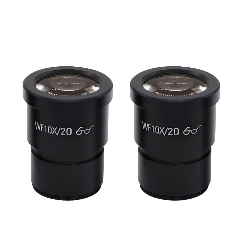 Microscope Accessories kit Slide Preparation camer 1 Pair WF 10X/20X Trinocular Stereo Microscope Eyepieces WF10X/20 WF20X/10 22mm Wide Field of View 30mm ?Mounting Size Microscope Accessories
