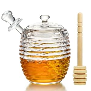 Kanpura Honigspender aus Glas mit Löffel