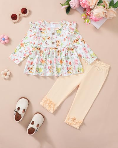 Image of Baby Girl Clothes Infant Toddler Clothes Fall Winter Outfit Clothing Set | Baby Girl Tops Pants Set, Long Sleeve Infant Clothes, Baby Girl Stuff, Toddler Stuff, Girls Clothing Set, Gift