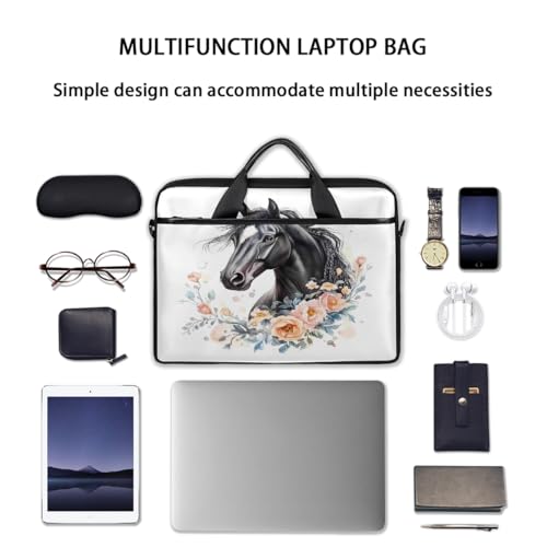 Maletín para laptop con diseño caballo negro 15 pulgadas miniatura 7