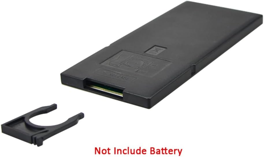 Image showing the back of the 44-key remote control with the battery tray removed, indicating that the battery is not included.