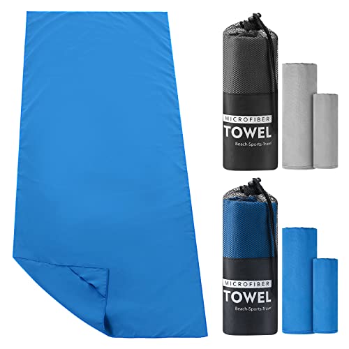 2 Sets Yoga Towel For Hot Yoga Non Slip Long Gym Towel Set Microfiber Yoga Mat Towel Travel Towels Camping Towels, 26 X 72 Inches, 16 X 31.5 Inches #TOP11