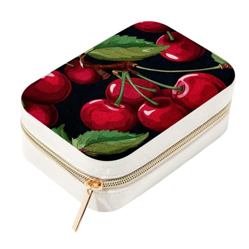 Joyero de cerezas de doble capa para organizar anillos y collares 2