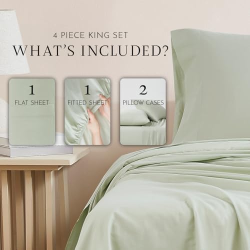 Linen Closet Organic 100% Cotton Queen Sheet 4 Pcs Set, 18” Deep Pocket, Light Grey | Lightweight, Eco-Friendly Cotton, Percale Softness, Durable & Breathable, Naturally Cooling | All Season Comfort - Thumbnail 4