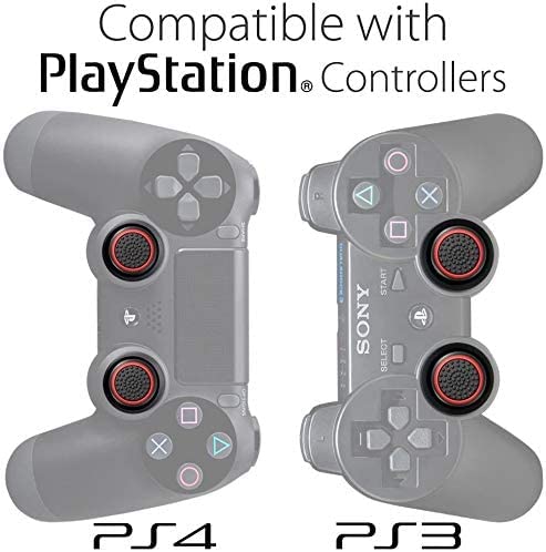 Image of Tobo Silicone Grips Cap Thumb Stick Joystick Grips Compatible with PS4, PS3, Xbox 360, Xbox One Controller.[2 Pair / 4 Pcs] (Black&Red)(TD-321GA)