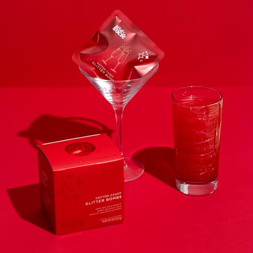 Image of Art of Sucre Cotton Drink Candy Glitter Bombs, Edible Glitter, Drop into Drinks, 4 Pieces (Red)