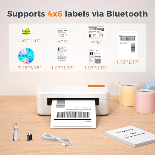 Image of Joysea Bluetooth Shipping Label Printer, E41 Pro 4x6 Wireless Thermal Printer for Amazon, FedEx, USPS Labels, Compatible with iOS, Android, Windows Mac