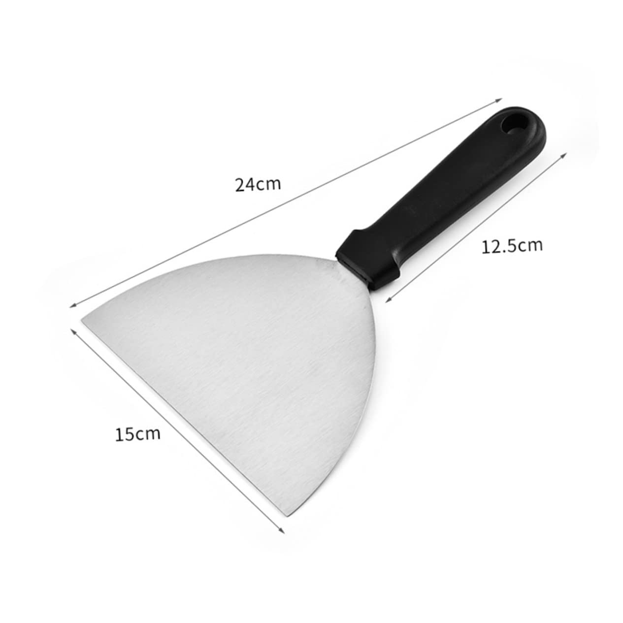 BEBEMOKO Stainless Steel Semicircle Pancake Spatula Griddle Scraper Pizza Server Easy Flipper Cake Spatula Lifter