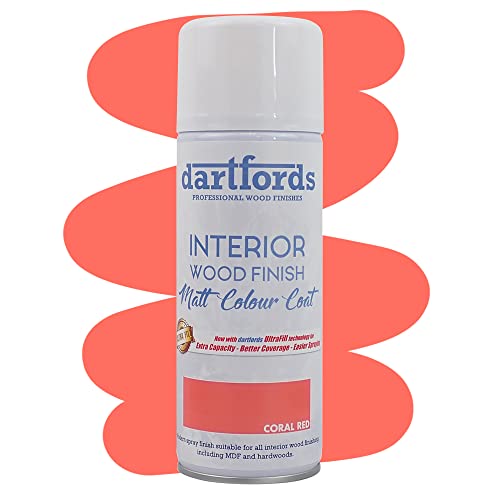 dartfords Interior Furniture and Craft Matt Spray Paint - 400ml Aerosol, Coral Red