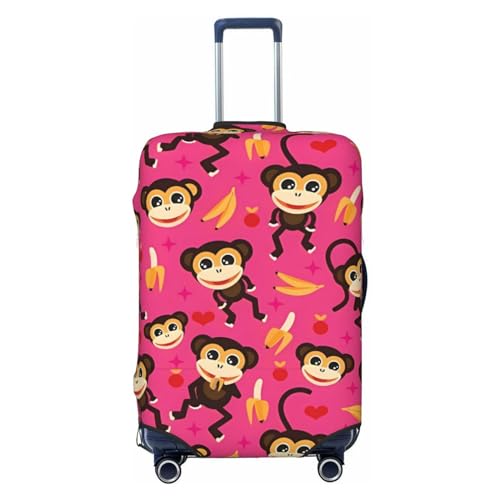 Generic Cartoon Monkey and Banana Pink Travel Luggage Cover Elastic Anti-scratch Suitcase Cover Protector Spandex Stretch Luggage Baggage Covers Fits 25-28 Inch Luggage,L, Zxxstc0222-20