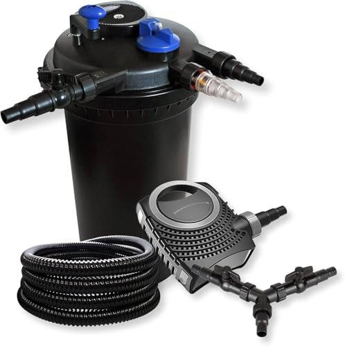 SunSun set filtro presión estanques 30000L clarificador UVC 18W bomba NEO10000 con tubo 25m jardín