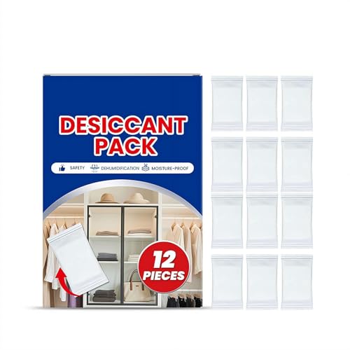 Paquetes desecantes recargables de 100 g, paquete de 12 unidades, absorbentes de humedad de gel de sílice indicadores de color para contenedores de almacenamiento, armarios, cajas fuertes de