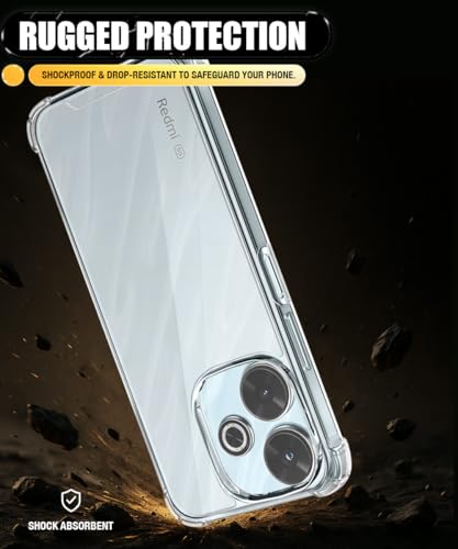Image of WOW IMAGINE Ultra-Hybrid Crystal Clear Back Case for Mi Redmi 13 5G | Poco M6 Plus 5G | Shockproof Design | Camera Protection Bump | Hard Clear Mobile Back Cover with Cushioned Edges - Transparent