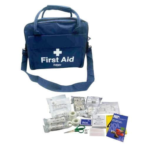 Zafety Supplies Football First Aid Kit Navy Blue Medical Bag with FA Approved Contents Complete Pitchside Sports Emergency Kit for Teams