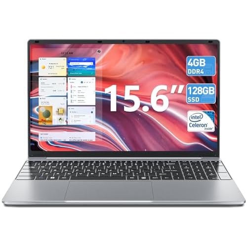 SGIN 15.6 Zoll Laptop Windows 11 Home, 4GB RAM 128GB SSD ROM Laptop, Celeron N4000, 5000 mAh,HD IPS, 2 x USB 3.0