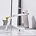 BWE Waterfall Bathroom Faucet Brushed Nickel for Sink 1 Hole Vanity Lavatory RV with Supply Hose Combo Parts Basin Commercial Single Handle Rustic Faucets Mixer Tap