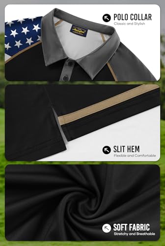 Mainfini Polo Patriótico Negro para Hombre miniatura 6
