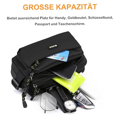 Bauchtasche wasserdichte Gürteltasche für Herren Damen Sportlich Hüfttasche mit 6 Reißverschlusstaschen Nylon Fanny Pack für Hundespaziergänge, Outdoor, Laufen, Reise, Wanderung
