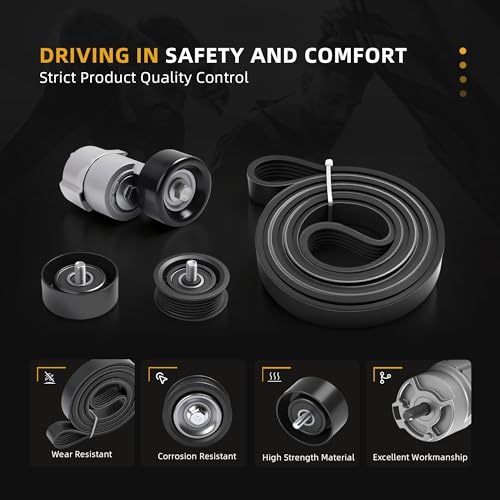 Image of Belt Tensioner Serpentine Belt Idler Pulley Kit for Hyundai Sonata /Tucson /Santa Fe Sport, for Kia Optima /Sorento /Sportage 2011-2015 2.0L 2.4L # 252122G760, 2528125000, 2528825001