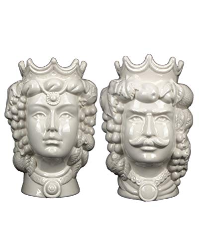 Teste Di Moro In Ceramica Di Caltagirone - Artigianale Siciliano, Altezza 35 Cm (Edizione Bianca) - Foto 11