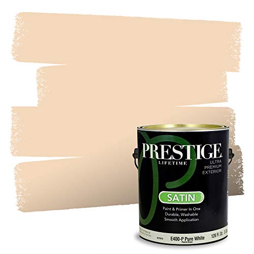 PRESTIGE Paints Exterior Paint and Primer In One, 1-Gallon, Satin, Comparable Match of Sherwin Williams* Cachet Cream*