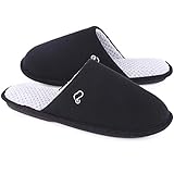  EverFoams Herren Klassische Memory Foam Hausschuhe, Atmungsaktive Frottee Pantoffeln, Schwarz, 44/45 EU