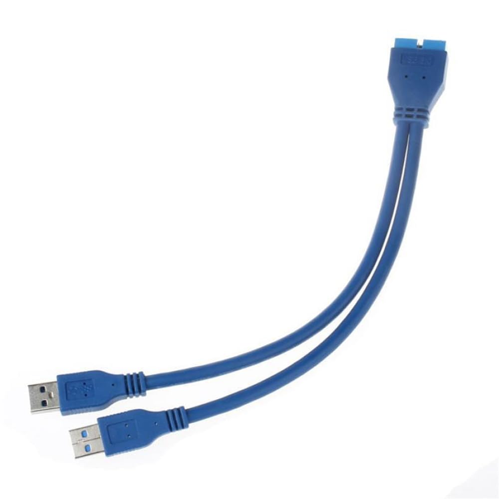 JSER Dual Port USB 3.0 A Male to 20 Pin Male Motherboard Extension Cable Adapter 5Gbps