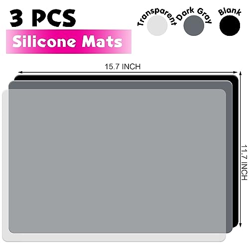 Leobro Silicone Mat, 3 Pcs 15.7 Inch X 11.7 Inch Silicone Mats For Resin Molds, Play Dough Mat, Silicone Sheets Mat For Epoxy Resin, Uv Resin, Nonstick Black Silicone Mat For Crafts, Silicone Molds, Clay thumb #1