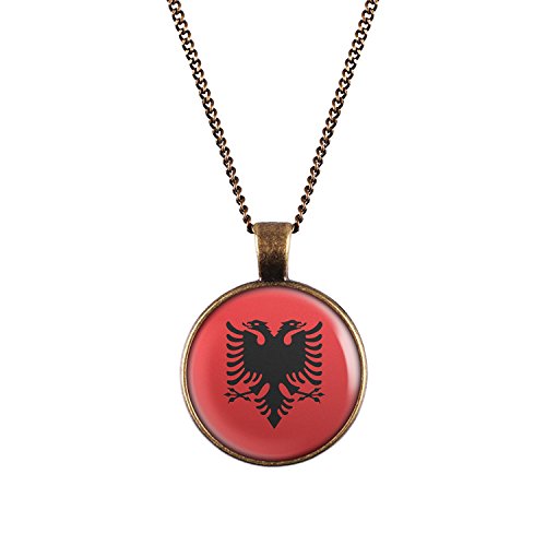 WeAreAwesome Albanien Flagge Halskette - Länderkette mit Fahne Anhänger Unisex Kette