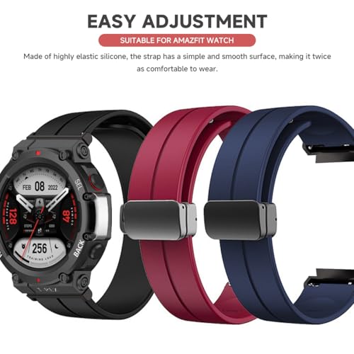 Image of YODI Strap Band Compatible with Amazfit T-Rex 2 Smartwatch Only Soft Silicone | Nylon | Chain | Leather Watch Straps with Installation Adjuster Tool For Amazfit TRex 2