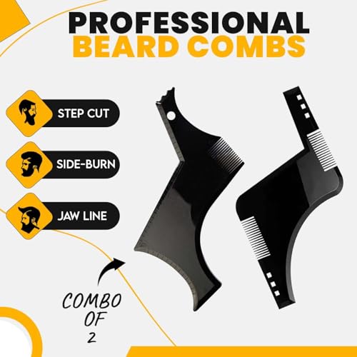 Image of Fully Beard Shaper Tool for Men Beard Comb for Men and Boys Beard Symmetry Tool for Perfect Lines, Neckline and Jawline (Combo)