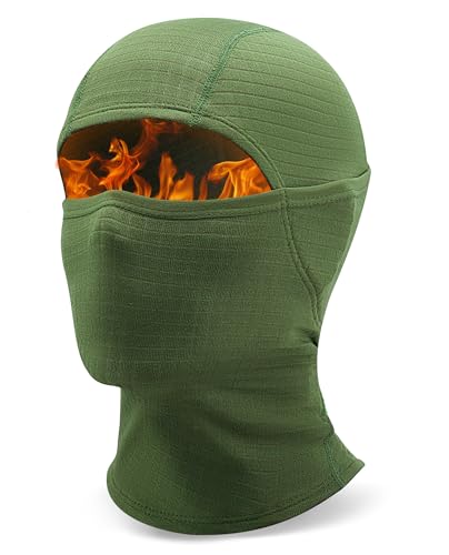 Qunature Ski Mask Balaclava Warmer Neck Gaiter Winter Scarf Windproof Thermal Fleece Full Face Covering Mask Snoods Unisex Headwear Hood Outdoor Sports Mask Skiing Cycling Motorcycling Army Green