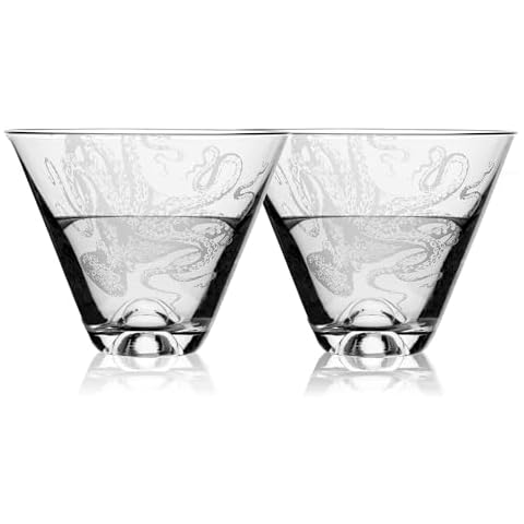Caskata Lucy Stemless Martini Glasses Set of 2 | Hand-Crafted Lead-Free Crystal Drinking Glasses For Martinis or Cocktails | Unique Party Wine Glass for Wedding or Birthdays | 12 Oz. Cover