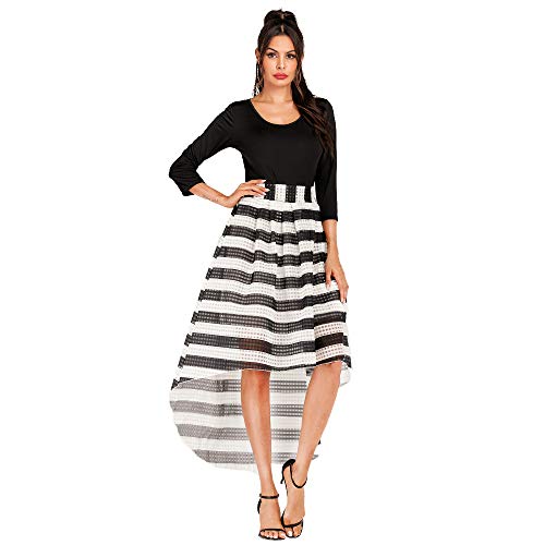 Robe midi décontractée respirante à manches longues avec empiècement transparent