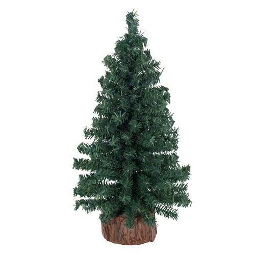 Vickerman 12' Mini Pine Artificial Christmas Tree Unlit, Seasonal Indoor Tabletop Home Decor with Decorative Wood Base