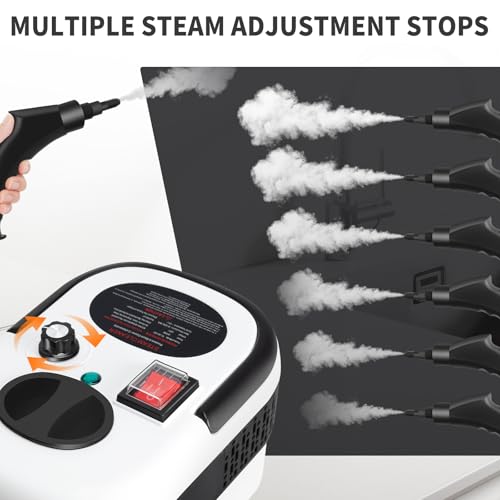 Image of 6 Level Adjustable Handheld Steam Cleaner for Home,15s Heat-Up Pressurized Steamer for Cleaning,1.29 Quarts Tank Portable Steam Cleaner Handheld for Car