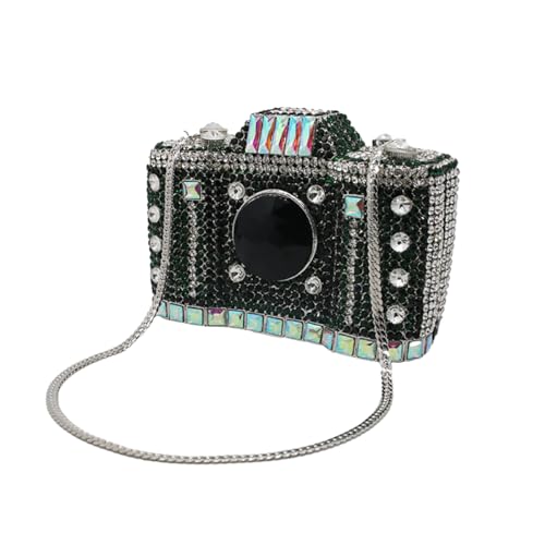 Image of UMREN Novelty Crystal Camera Shaped Clutch Purse for Women Sparkly Rhinestones Evening Clutch Bag Glitter Bridal Prom Handbag