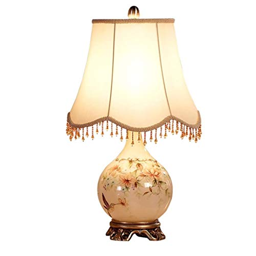 Preisvergleich Produktbild DIAOD Keramik Tischlampe Stoff Tischlampe Retro Keramik Tischlampe Schlafzimmer Nachttischlampe