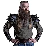 haozaikeji Medieval Knight Shoulder Armor Faux Leather Double Pauldrons Gothic Punk Shoulder Guard for LARP Ren Faire Cosplay