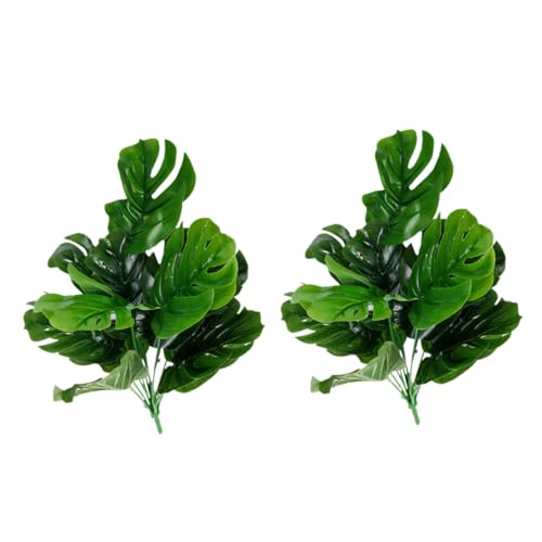 Amosfun 2 Piezas Hojas De Monstera Falsas Océano Árbol Falso Tanque Plantas Artificiales para Decoración Al Aire Libre Tomando El Sol Planta Falsa Decoración De Pecera Largo Green