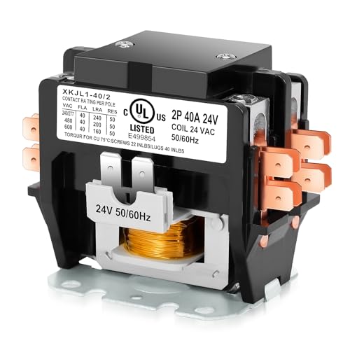 HVAC Motor Contactor, 24V 40 Amp Coil 2 Pole Replacement Relays Compatible with C230B, Air Conditioner, Heat Pump, Refrigeration Systems