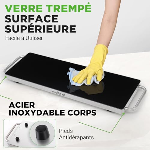 Plaque électrique 57x17 cm avec surface en verre pour garde-aliments - 7