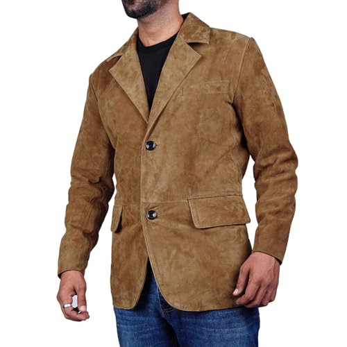 Image of Suede Leather Blazer for Men Suede Sport Coat for Men Blazer Suede Leather Jacket Blazer Coat for Men