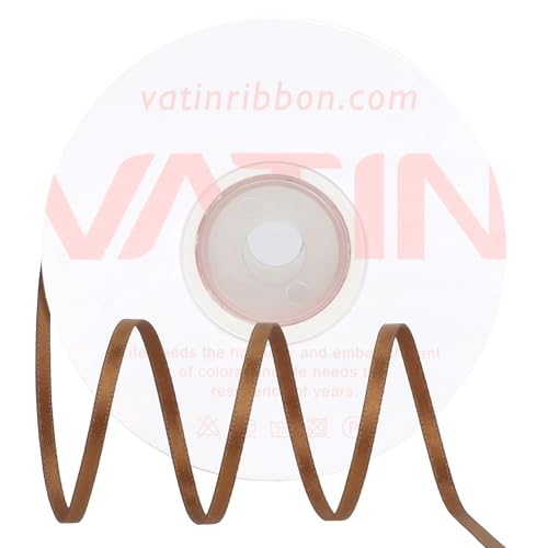 VATIN Brown Satin Ribbon 1/8 Inch x 50 Yards for Gift Wrapping
